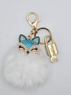 Louis Vuitton Gold Lock 🔒 Authentic LV Key + Unbranded Fox Pom-pom Bag Charm